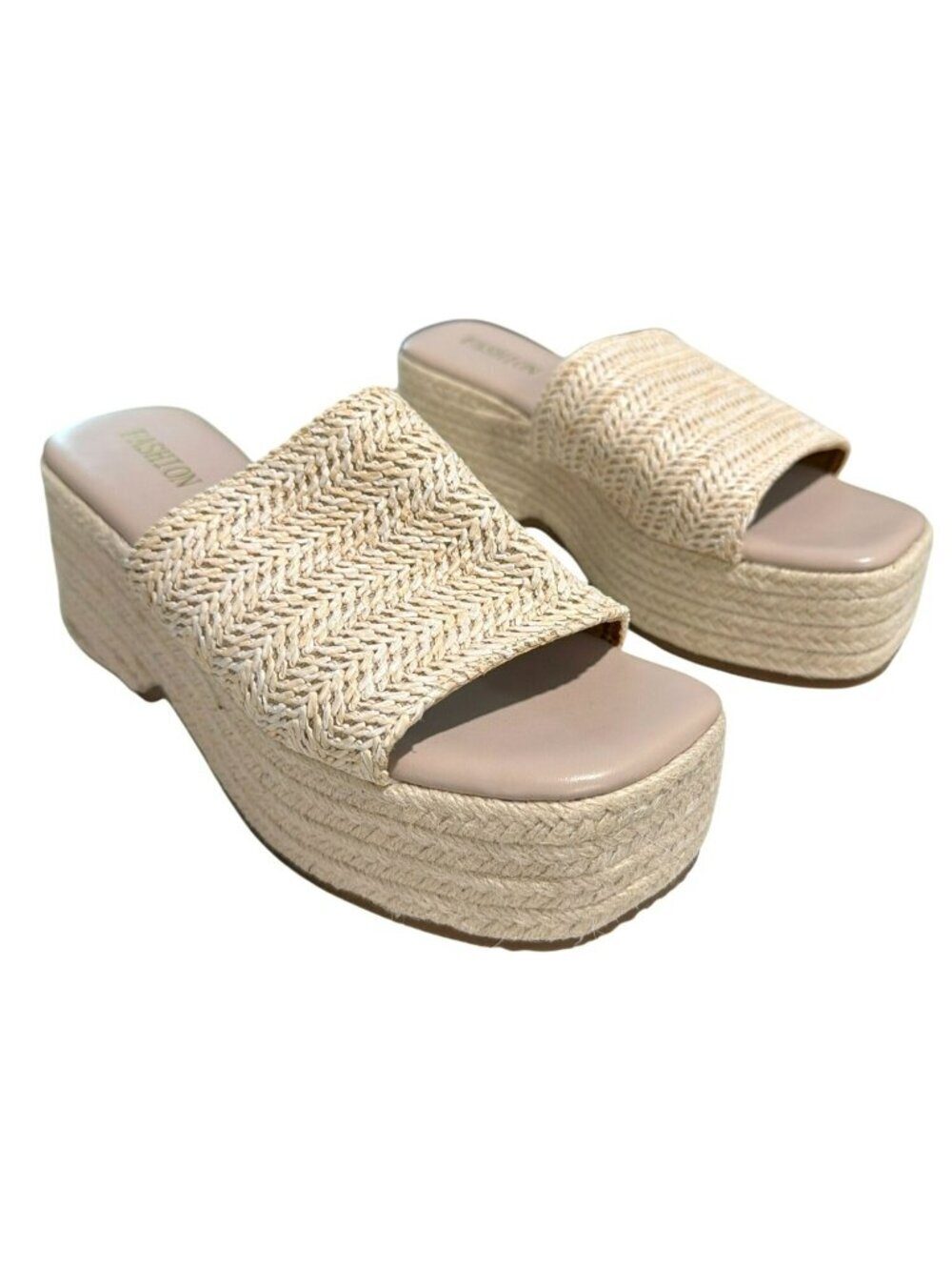 Espadrille Platform Sandal Wedge Slides Open Toe Slip on Shoe Sz 39 US 9